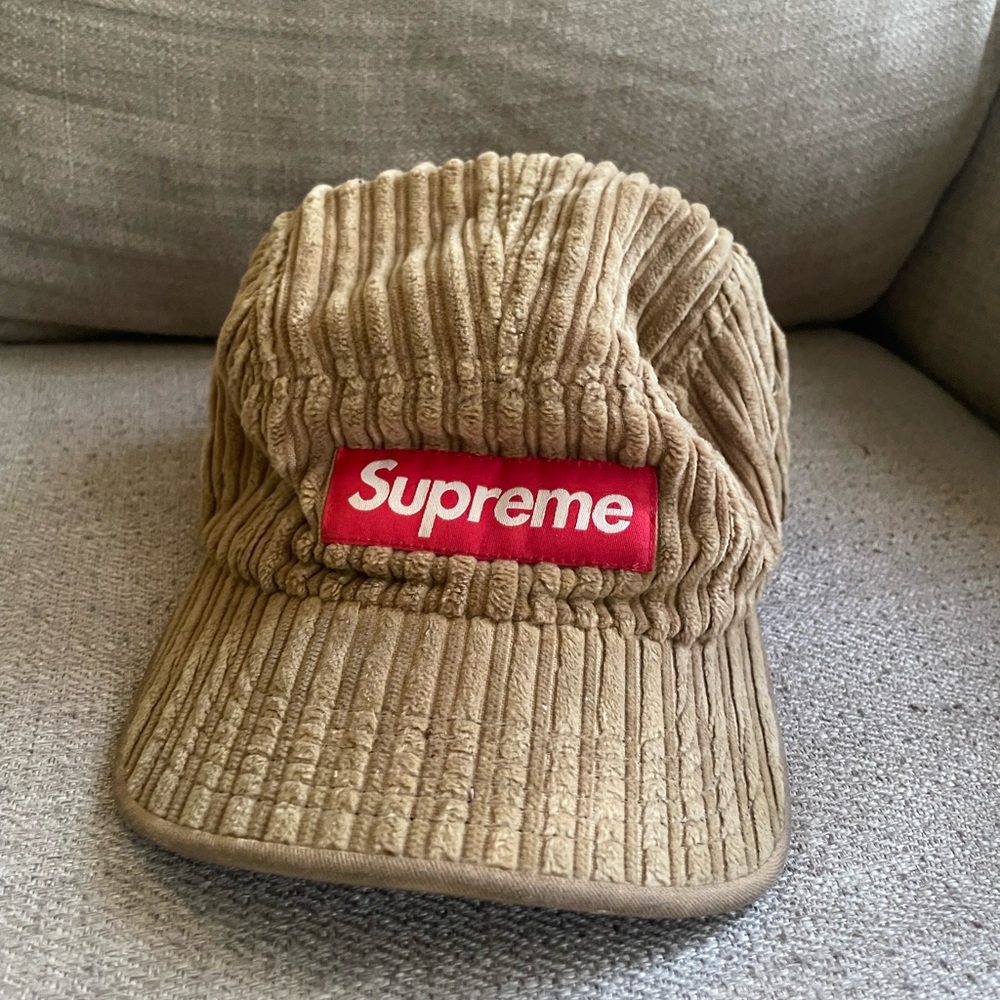 SUPREME ROPE CORDUROY CAMP CAP - BEIGE
